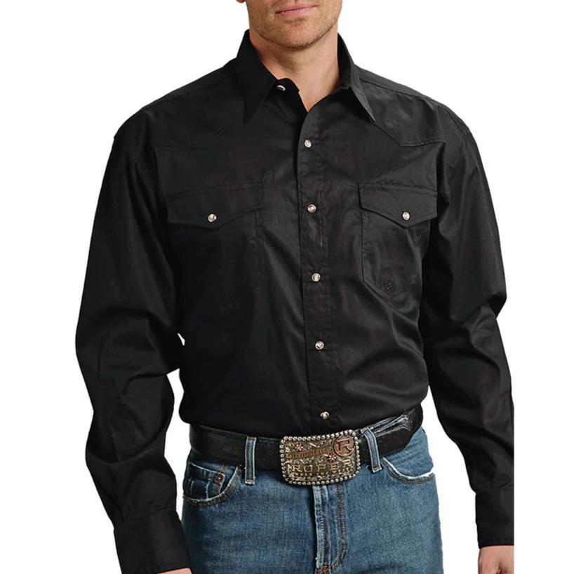 Roper Men's Poplin Western Long Sleeve Snap Shirt