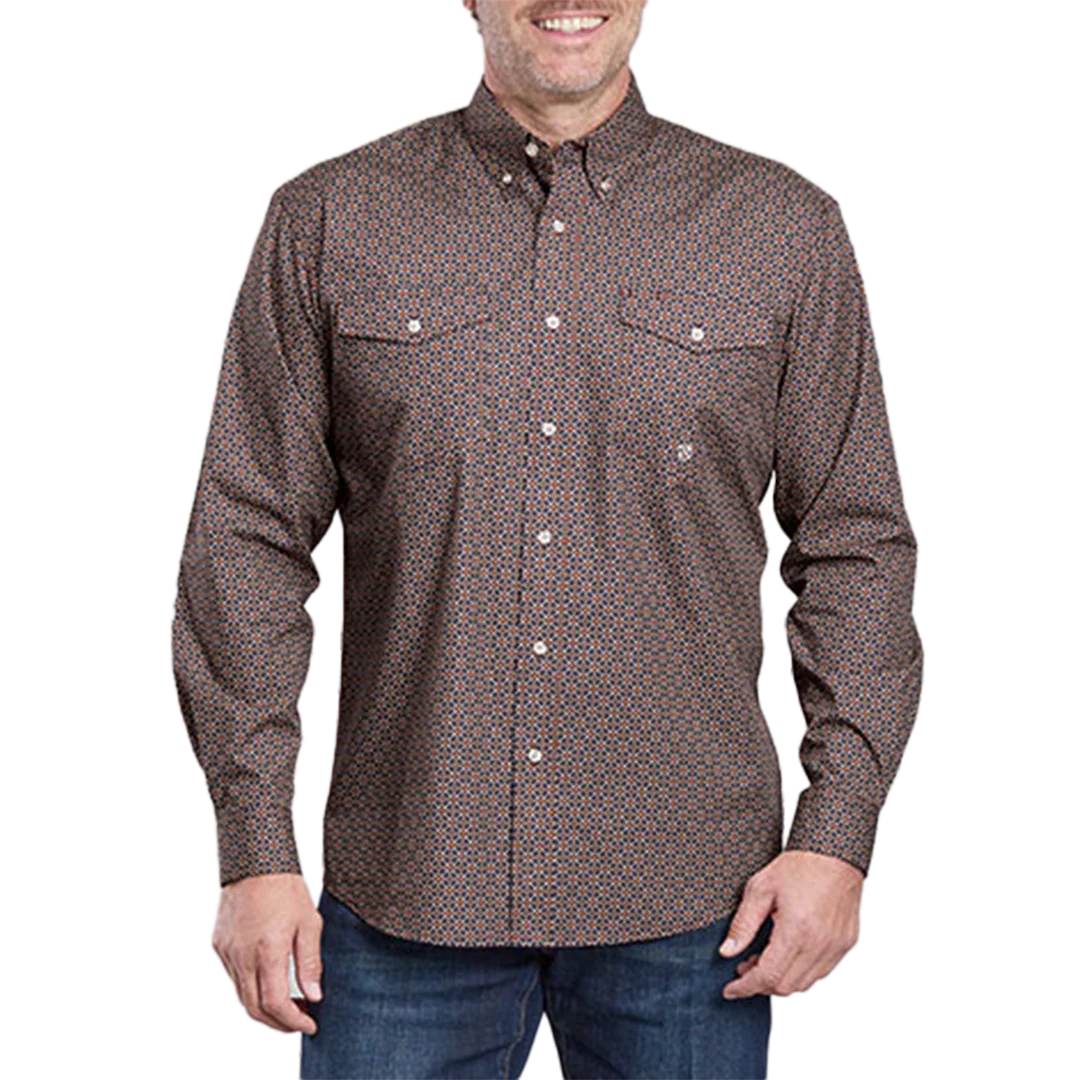 Roper Men's Amarillo Collection Allover Printed Long Sleeve Button Shirt