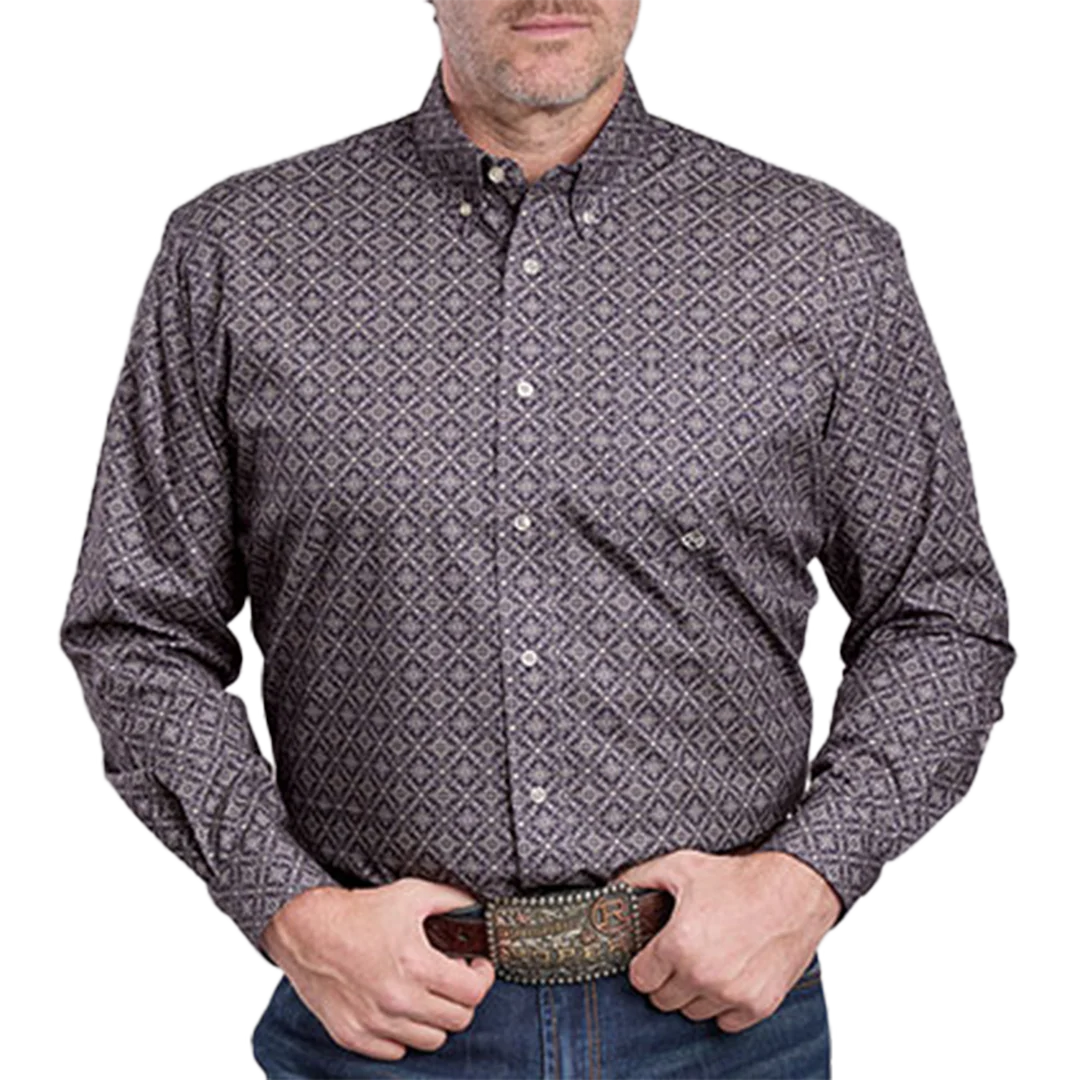 Roper Men's Amarillo Collection Geometric Print Long Sleeve Button Shirt