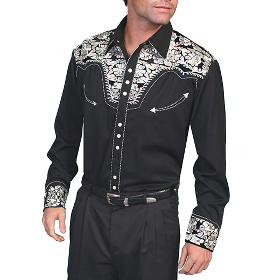 Scully Men's Boot Pick Stitch Long Sleeve Snap Shirt