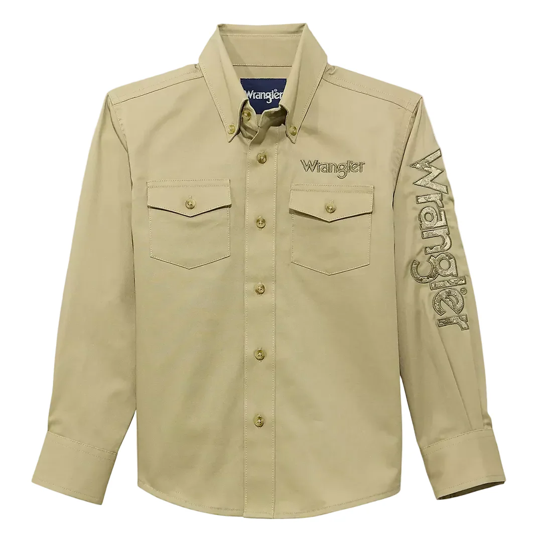 Wrangler Boys' Logo Long Sleeve Button Shirt