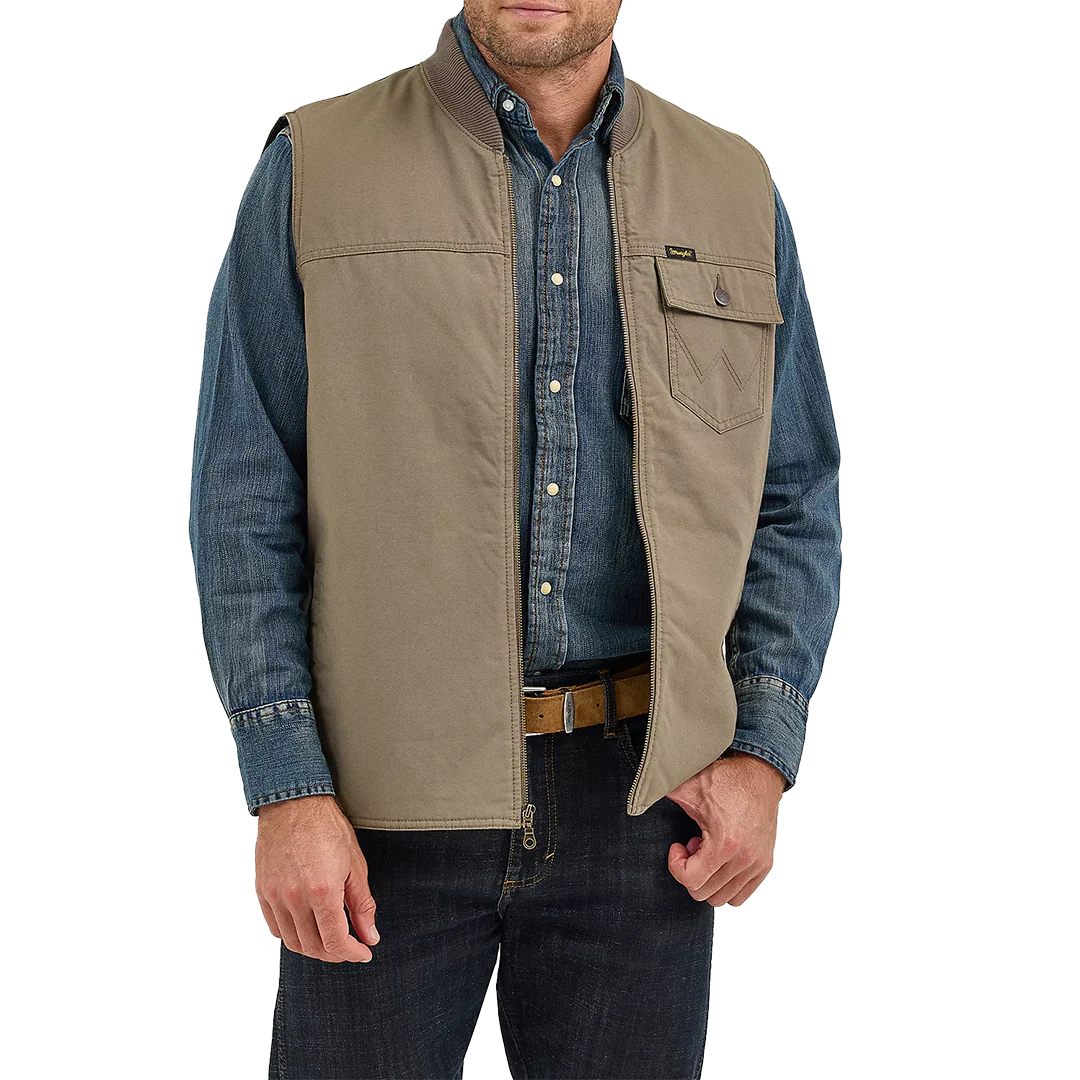 Wrangler Men's Quilt Lined Rancher Zip Vest