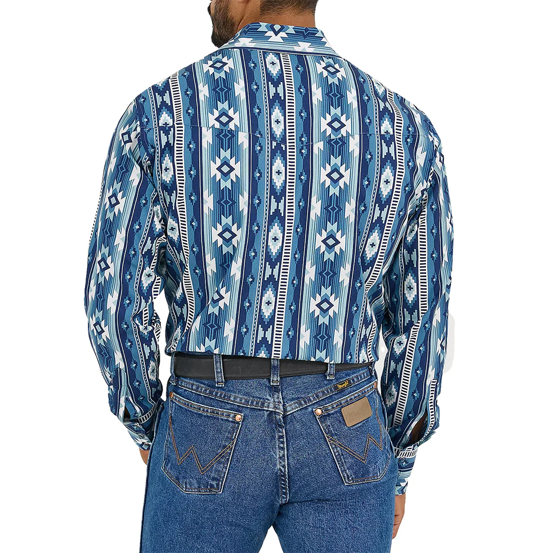 Wrangler Men's Checotah Aztec Print Long Sleeve Snap Shirt - Image 2