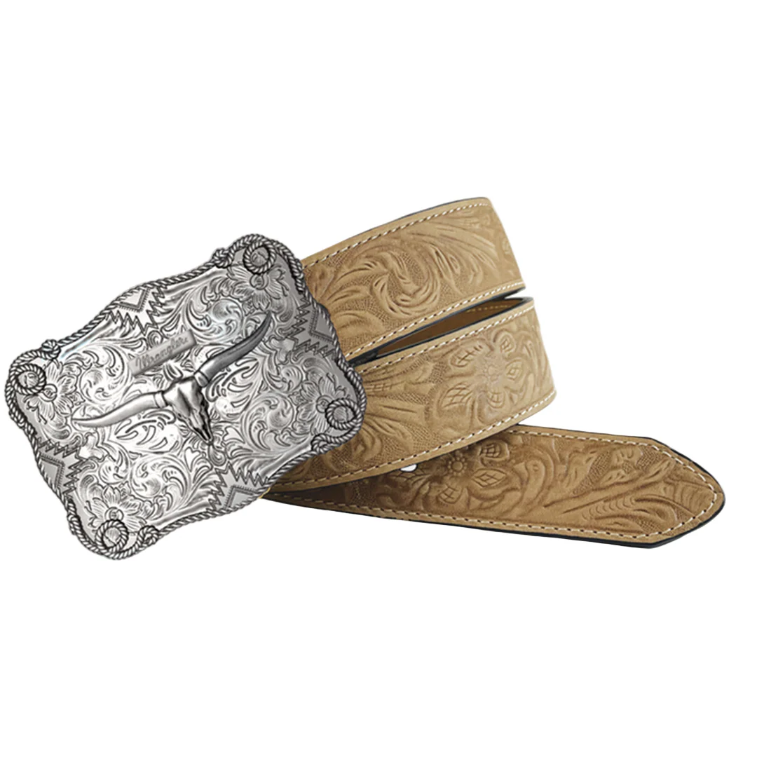 Wrangler Men's Floral Embossed Leather Belt - Image 2