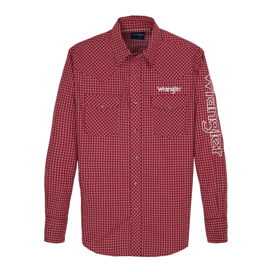 Wrangler Men's Logo Long Sleeve Snap Shirt