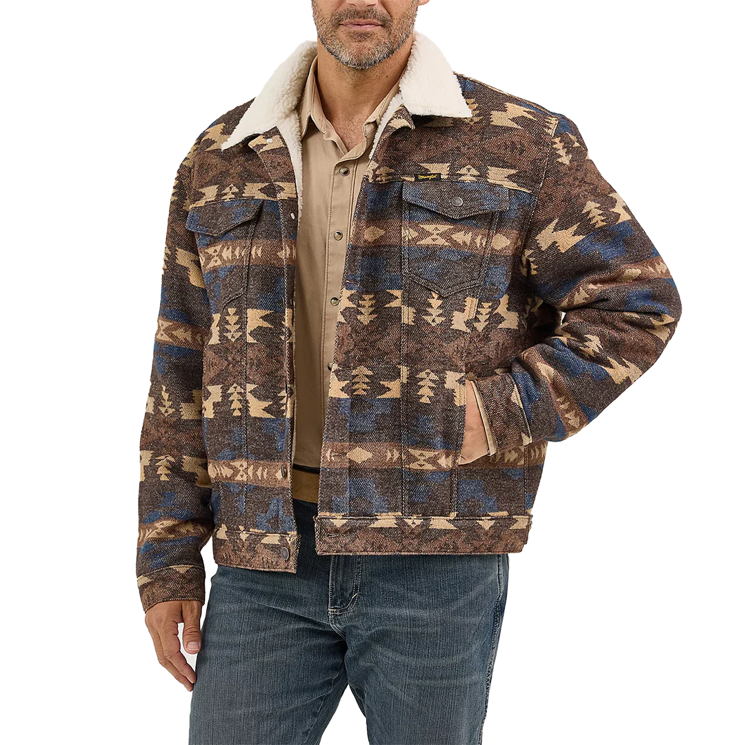 Wrangler Men's Sherpa Lined Jacquard Print Jacket