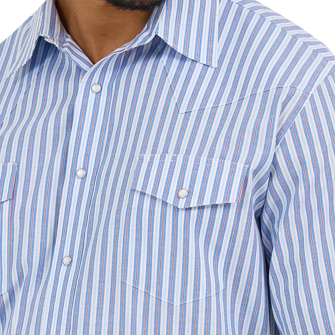 Wrangler Men's Wrinkle Resist Stripe Long Sleeve Snap Shirt - Image 2