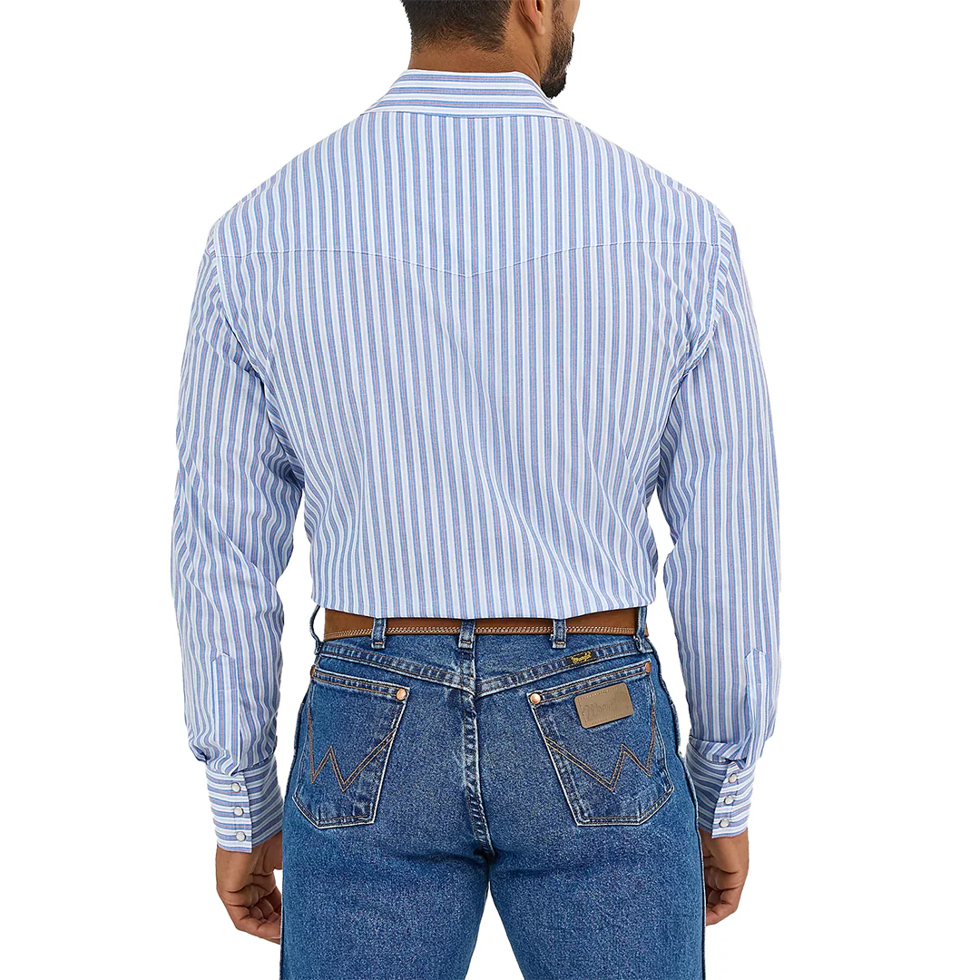 Wrangler Men's Wrinkle Resist Stripe Long Sleeve Snap Shirt - Image 3