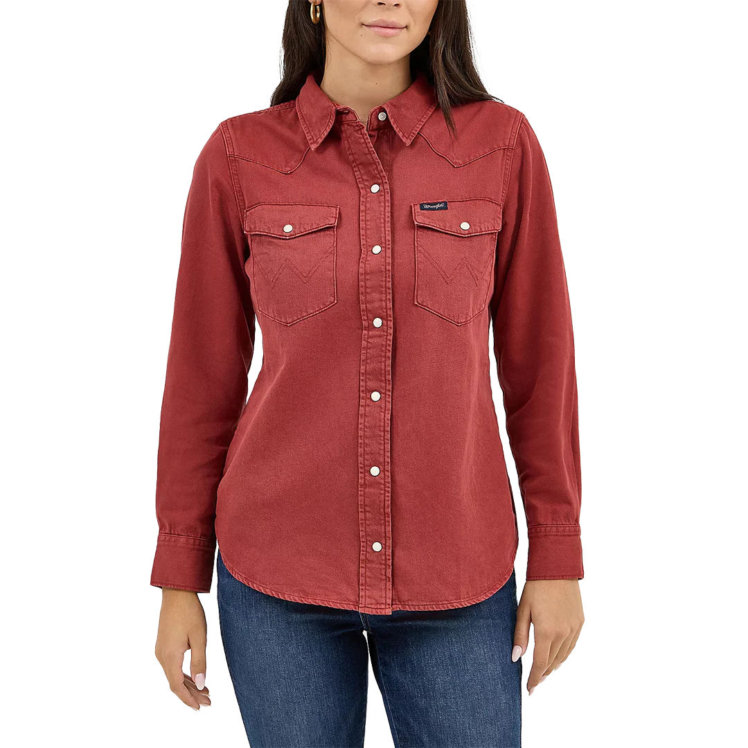 Wrangler Women's Colorwash Slim Western Snap Shirt