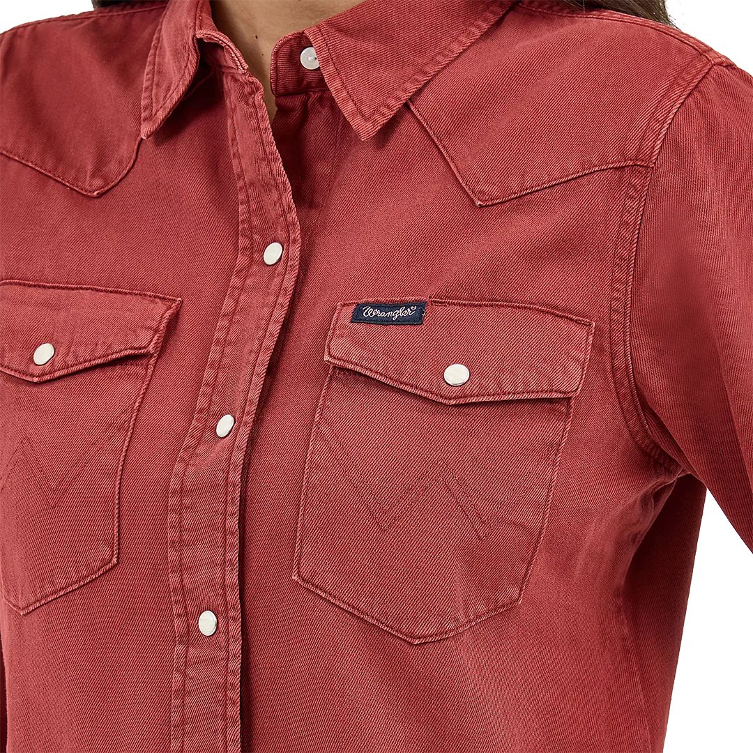 Wrangler Women's Colorwash Slim Western Snap Shirt - Image 3